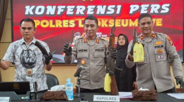 Polres Lhokseumawe Ungkap Kasus Senpi Ilegal, Dua Tersangka Diamankan, Satu DPO Diburu
