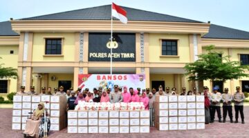 300 Paket Bansos untuk Warga, Polres Aceh Timur Tebar Kepedulian di Hari Bhayangkara Ke-80