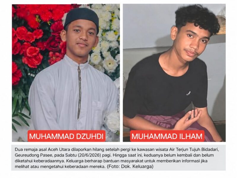 Foto: Dua Remaja Asal Lhoksukon Yang Dilaporkan Hilang di Kawasan Wisata Air Terjun Tujuh Bidadari Geureudong Pase
