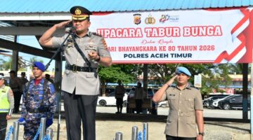Mengenang Pahlawan, Polres Aceh Timur Maknai Hari Bhayangkara Ke-80 dengan Tabur Bunga