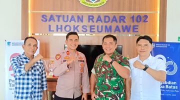 Perkuat Sinergitas TNI-Polri, Kapolsek Blang Mangat Jalin Silaturahmi dengan Dansat Radar 102 Lhokseumawe
