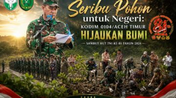 Seribu Pohon untuk Negeri: Kodim 0104/Aceh Timur Hijaukan Bumi, Sambut HUT TNI Ke-81 Tahun 2026